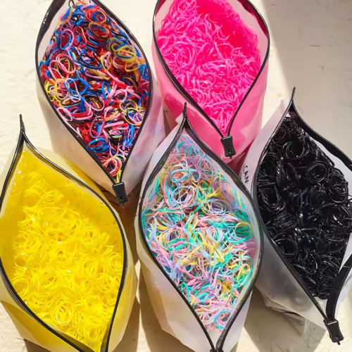 500/1000/2000pcs girls colorful disposable rubber hair bands – kids ponytail holders, soft elastic hair ties for children, daily hair accessories