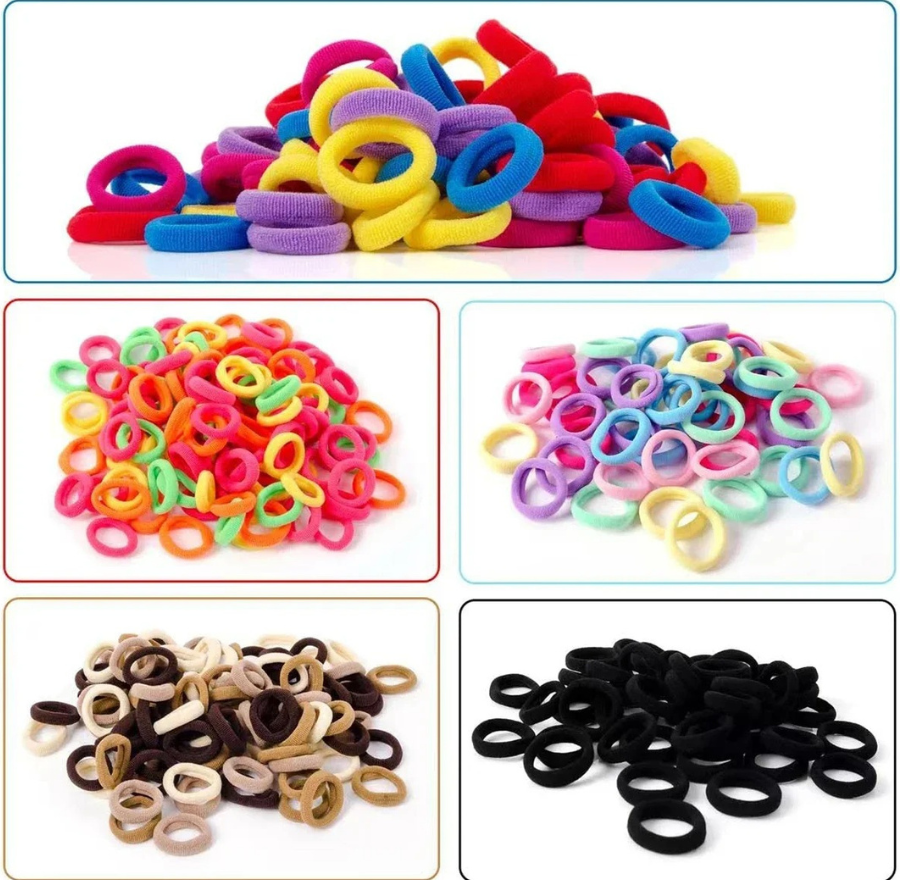colorful elastic hair bands for girls ponytail holders rubber hair ties scrunchie accessories 100/300/500 pack