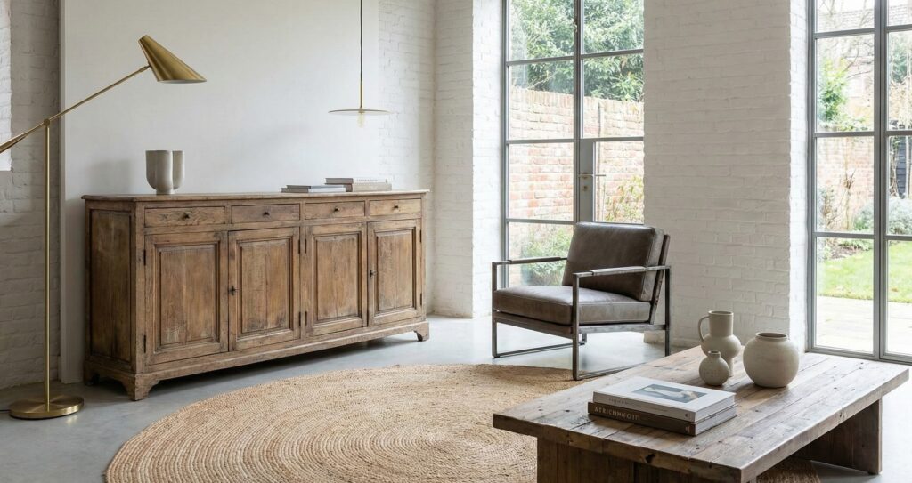 Thoughtfully mixed modern and vintage interior elements.