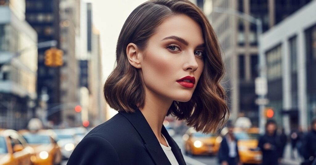 Modernize the 90s bob haircut with an asymmetrical modern shape