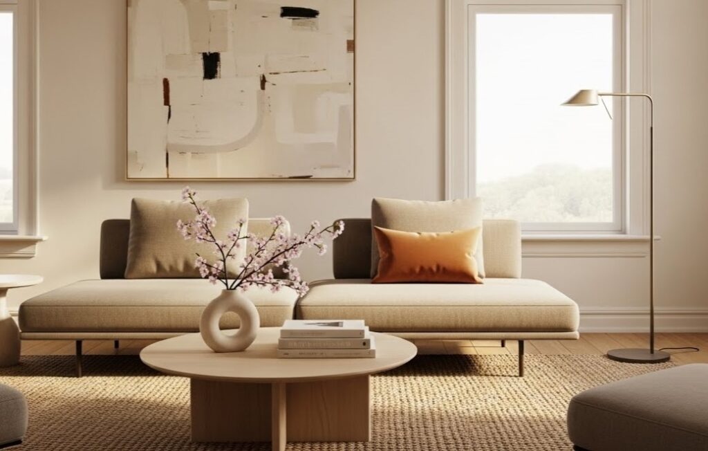 Layered textures, art, and decor styled with intention.