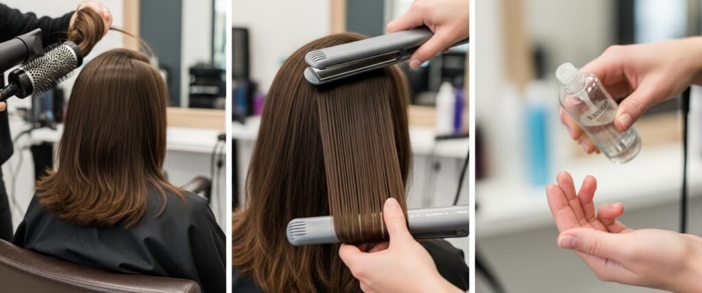 A Complete Guide to the Column Cut Trend Styling a Column Cut using a blow dryer and flat iron for a sleek look