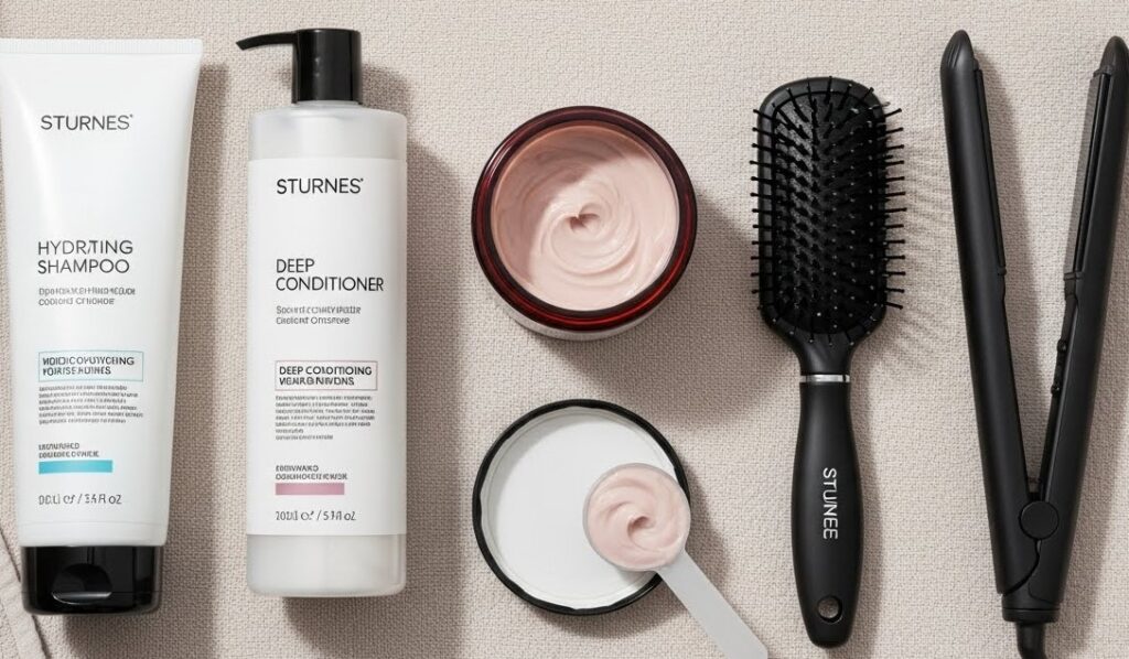 A Complete Guide to the Column Cut Trend Hair care products used to maintain a sleek Column Cut hairstyle