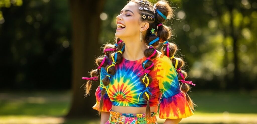 Top Hairstyle Trends to Try in 2026 Bubble braids with hair accessories, fun hairstyle trend 2026