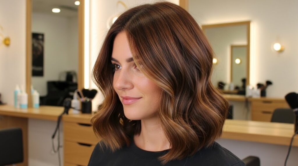 Long bob haircut grazing the shoulders