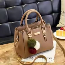 Light Brown PursePU Leather Women’s Handbag – Vintage Tote, Crossbody & Shoulder Bag with Plush Tassel for Daily Use light brown purse
