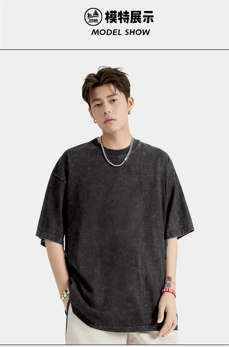Men’s Vintage Washed Cotton T-Shirt – 230G Heavyweight Casual Short Sleeve Tee (Oversized) men’s vintage washed cotton t shirt – 230g heavyweight casual short sleeve tee (oversized)