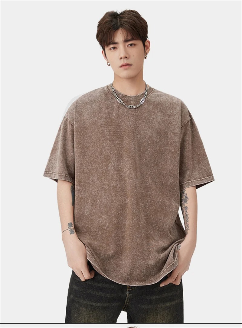 Men’s Vintage Washed Cotton T-Shirt – 230G Heavyweight Casual Short Sleeve Tee (Oversized) men’s vintage washed cotton t shirt – 230g heavyweight casual short sleeve tee (oversized)