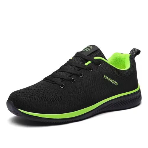 yrzl men's black sports sneakers – breathable knit athletic running, walking & gym casual shoes